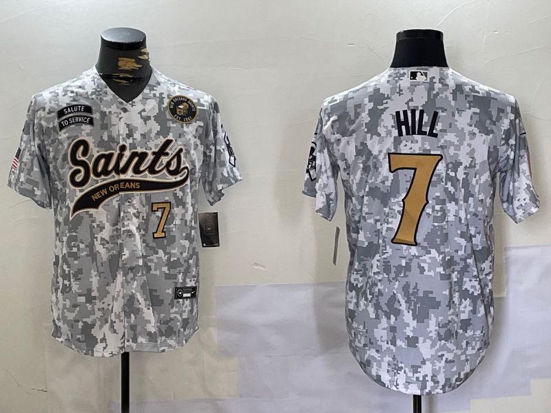 Men New Orleans Saints #7 Hill Nike Arctic Camo 2024 Salute to Service Limited NFL Jersey style 4->new orleans saints->NFL Jersey